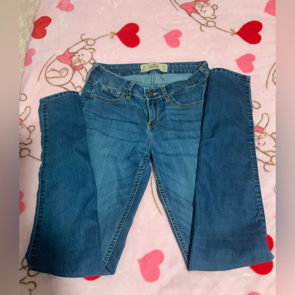 Hollister Women's Skinny Jeans - Medium Blue Denim
